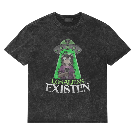 MISSASINFONIA PLAYERA ACID WASH DE LOS ALIENS EXISTEN FOSFO & GLOW